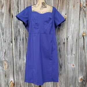 Plus Size 22 Dress Sweetheart Neck Eloquii Stretch Blue Purple Short Sleeve